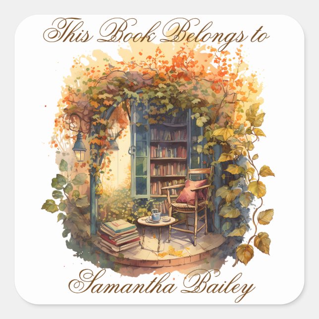 Ex Libris Personalised Bookplate Square Sticker (Front)