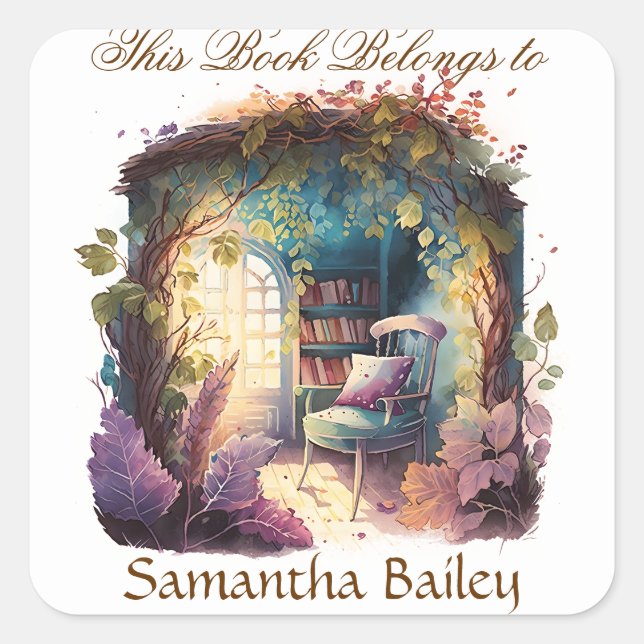 Ex Libris Personalised Bookplate Square Sticker (Front)