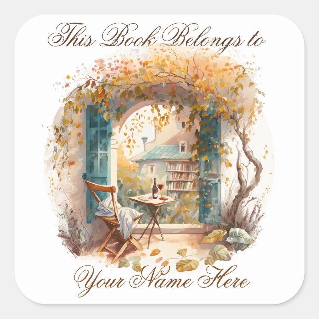 Ex Libris Personalised Bookplate Square Sticker (Front)