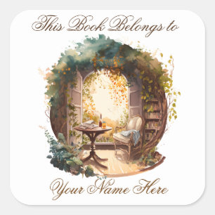 Ex Libris Personalised Bookplate Square Sticker