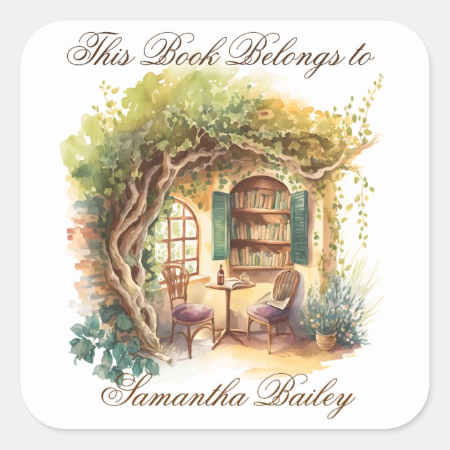 Ex Libris Personalised Bookplate Square Sticker (Front)