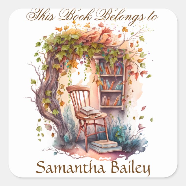 Ex Libris Personalised Bookplate Square Sticker (Front)
