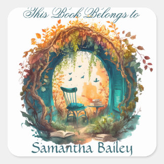 Ex Libris Personalised Bookplate Square Sticker