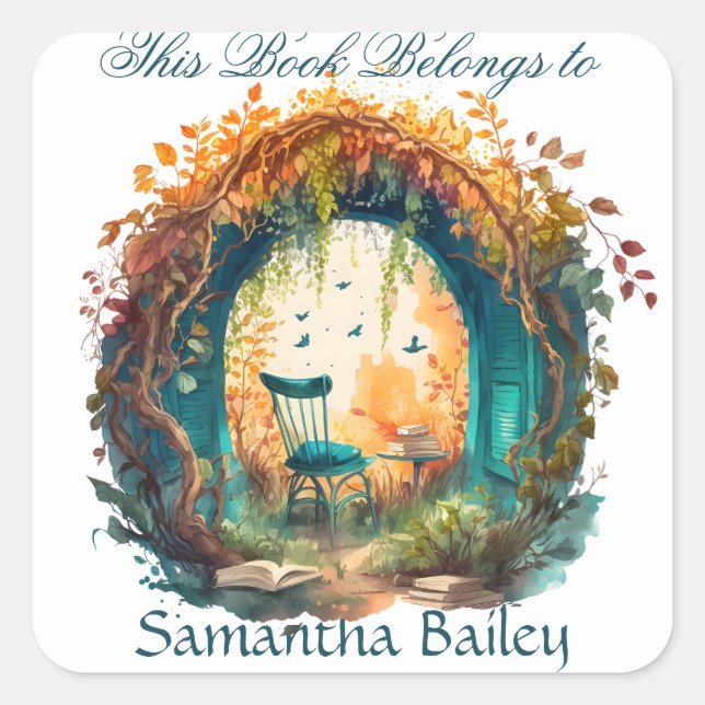 Ex Libris Personalised Bookplate Square Sticker (Front)