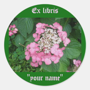 Ex Libris Pink Hydrangea Stickers to Customise
