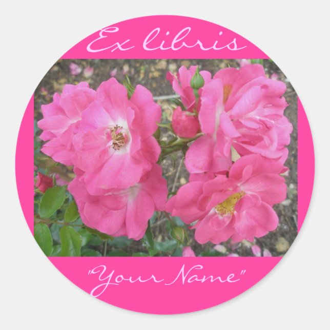 Ex libris Pink Roses Stickers (Front)