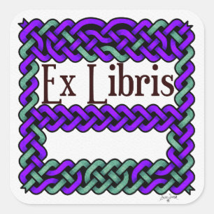 ex libris purple celtic knot bookplate square sticker