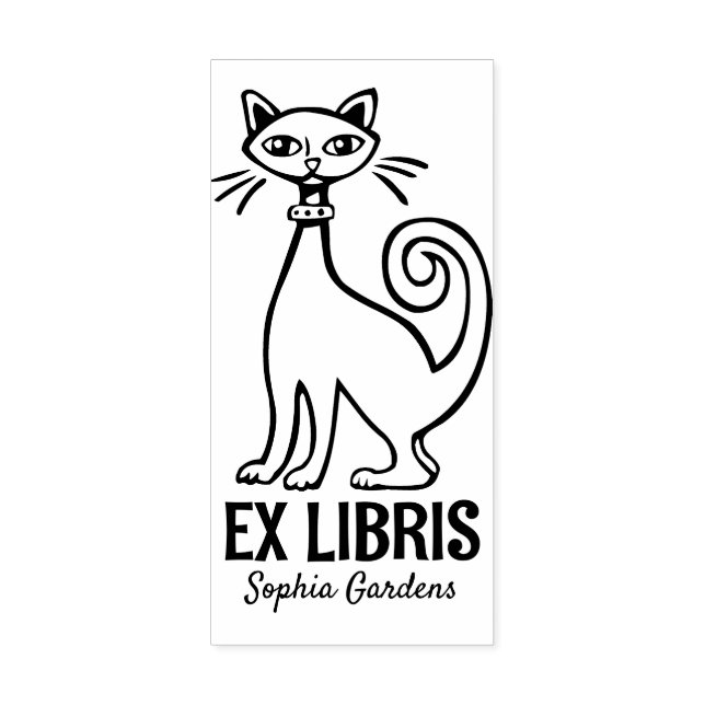 Ex Libris - Retro Cat Rubber Stamp (Imprint)