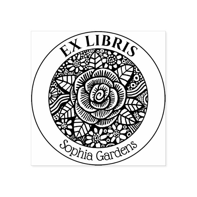 Ex Libris - Rose Drawing Self-inking Stamp (Imprint)