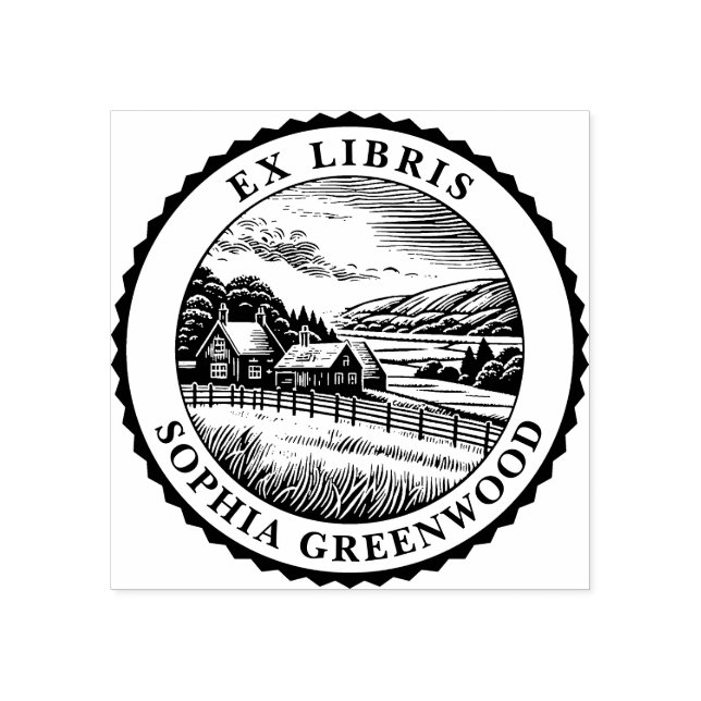 Ex Libris - Rural Landscape 04 Rubber Stamp (Imprint)