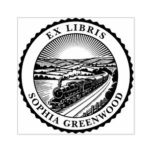 Ex Libris - Rural Train Rubber Stamp