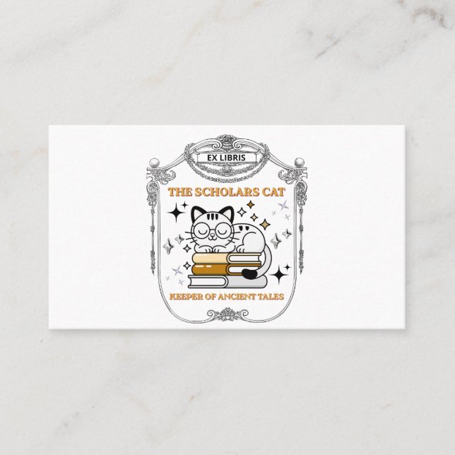Ex Libris Scholar Cat Dark Academia Business Card (Front)