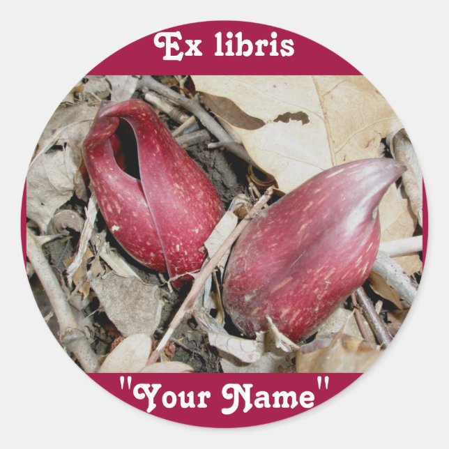 Ex libris Skunk Cabbage Bloom Sticker (Front)