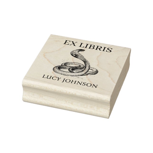 EX LIBRIS Snake Bookplate Rubber Stamp  (Stamp)