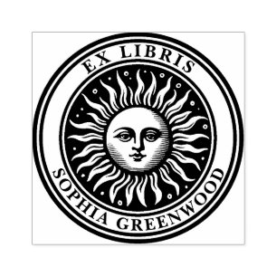 Ex Libris - Sun Face 2 Rubber Stamp