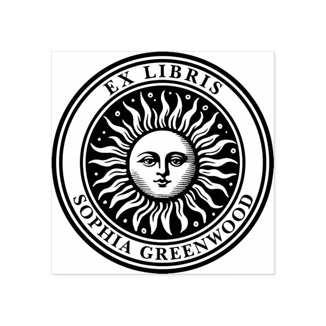 Ex Libris - Sun Face 2 Rubber Stamp (Imprint)
