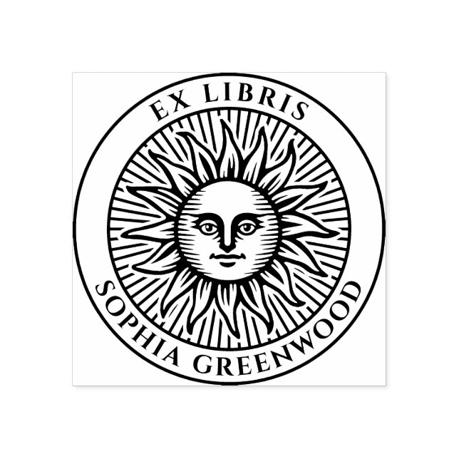 Ex Libris - Sun Face 3 Rubber Stamp (Imprint)