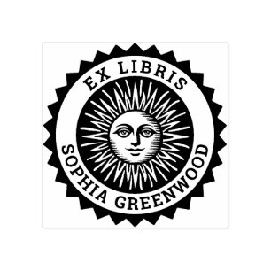Ex Libris - Sun Face Rubber Stamp