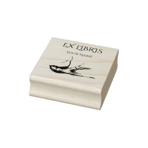 EX LIBRIS - swallow bird Rubber Stamp