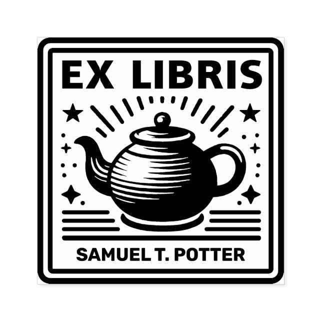 Ex Libris - Tea Party Rubber Stamp (Imprint)