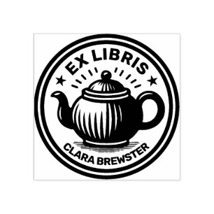 Ex Libris - Tea Pot Rubber Stamp