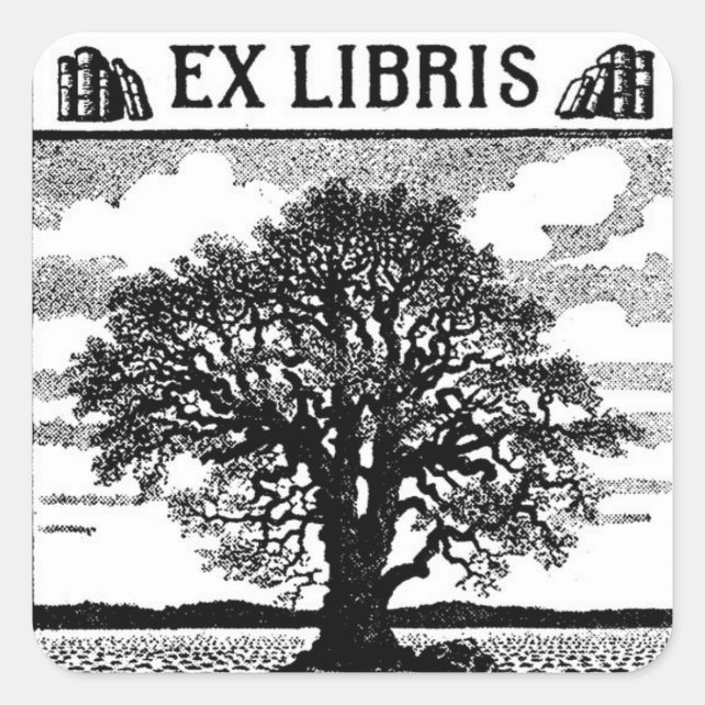 Ex Libris Tree Bookplate Square Sticker (Front)