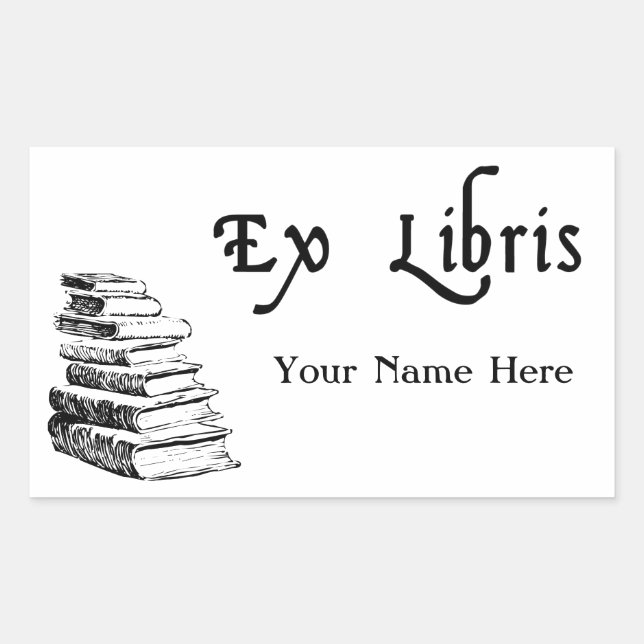 Ex Libris Vintage Books Custom Bookplate Rectangular Sticker (Front)