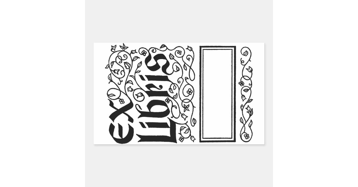 Ex Libris ~ Vintage Looking Bookplate / Booklabel Rectangular Sticker ...