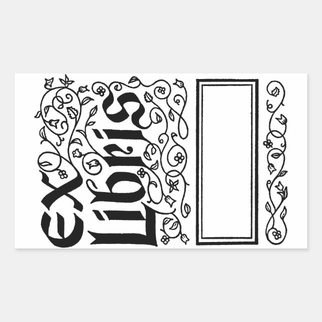 Ex Libris ~ Vintage Looking Bookplate / Booklabel Rectangular Sticker (Front)