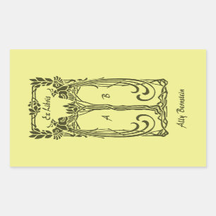 Ex Libris vintage peacocks add name initials Rectangular Sticker