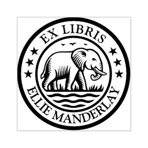 Ex Libris - Walking Elephant Rubber Stamp