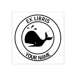 Ex libris whale bookplate rubber stamp