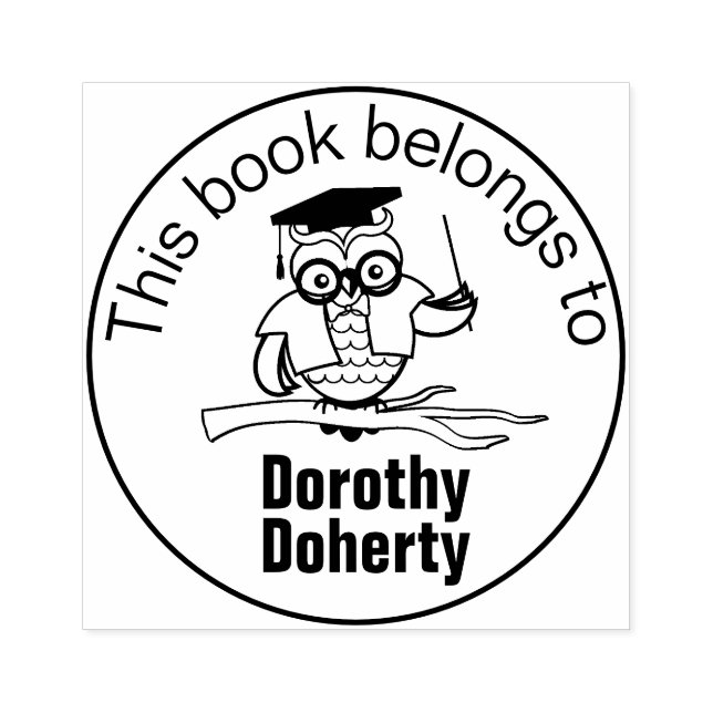 Ex Libris with Teacher Owl | Personalizable Rubber Stamp (Imprint)
