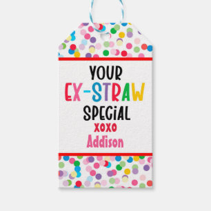 ex-straw special straw valentine favour  gift tags