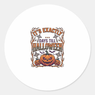Exactly Days Till Halloween Jack Lantern Bats_1 Classic Round Sticker