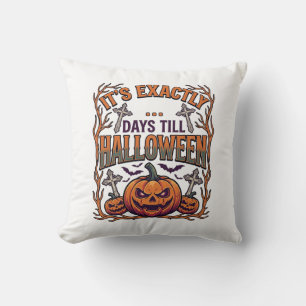 Exactly Days Till Halloween Jack Lantern Bats_1 Cushion