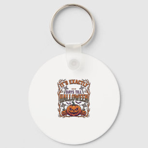 Exactly Days Till Halloween Jack Lantern Bats_1 Key Ring