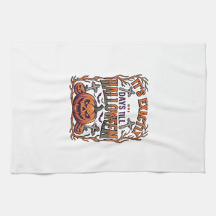 Exactly Days Till Halloween Jack Lantern Bats_1 Tea Towel