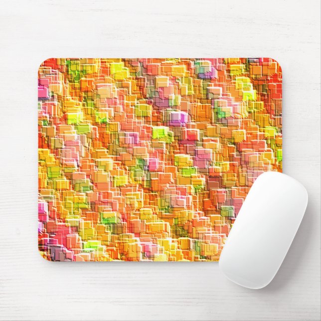 Exaggerated mess of embossed square overlays throw mouse mat (With Mouse)