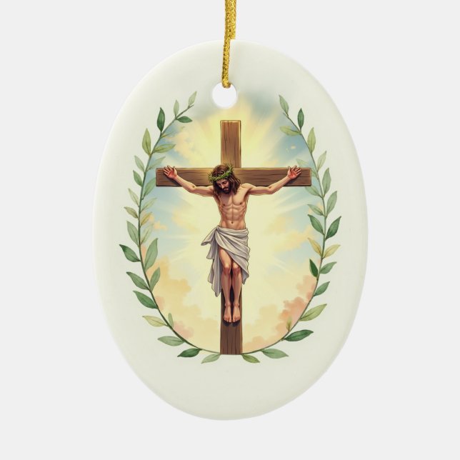 Exaltation of the Cross God's Peace and Blessings  Ceramic Tree Decoration (Front)