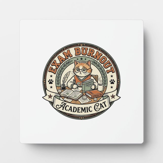 Exam Burnout Academic Cat Exam Burnout Academic Ca Plaque (Front)
