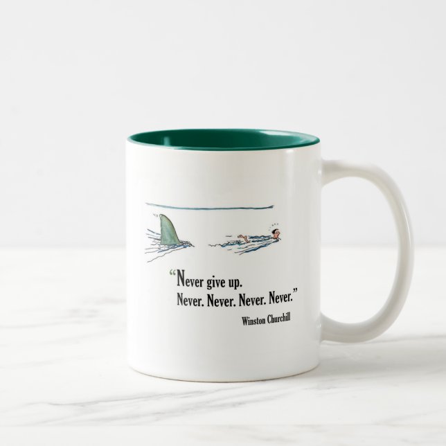 Exam motivational quote by Winston Churchill Two-Tone Coffee Mug (Right)