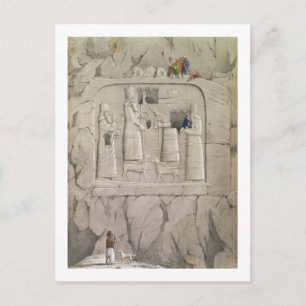 Examining an Assyrian Rock Sculpture, from 'Discov Postcard
