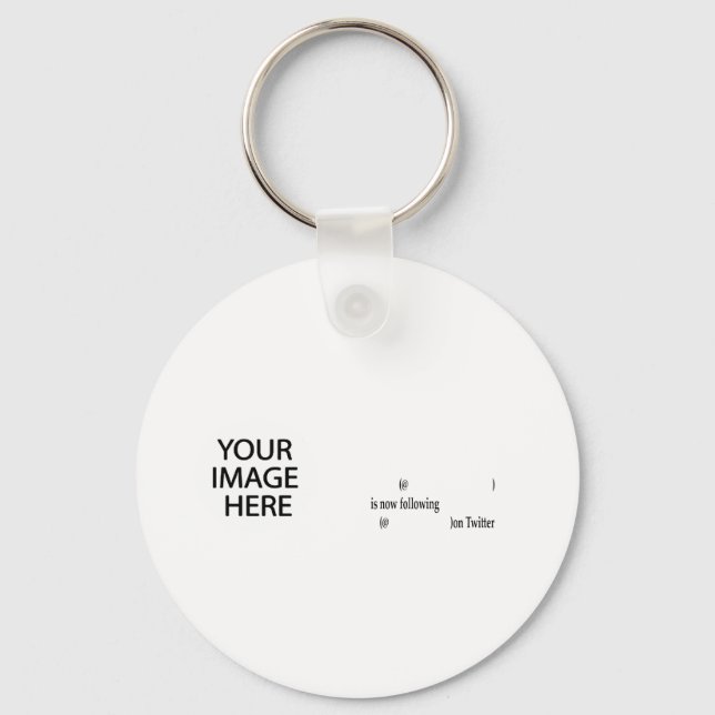 Example following on Twitter Add Image & Text Key Ring (Front)