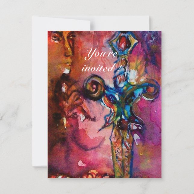 EXCALIBUR 4, bright red ,pink purple Invitation (Front)