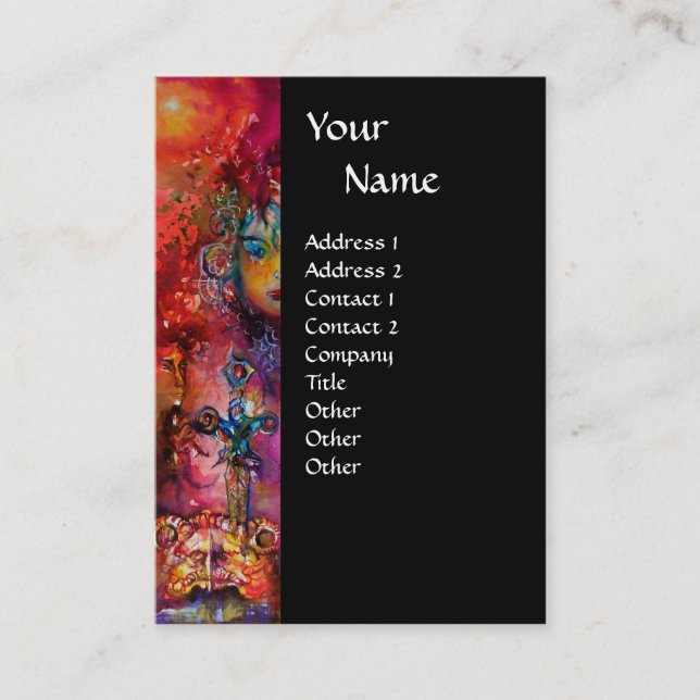 EXCALIBUR black purple fuchsia red blue white Business Card (Front)