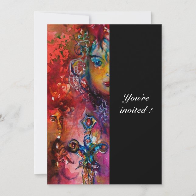 EXCALIBUR , bright red ,black Invitation (Front)