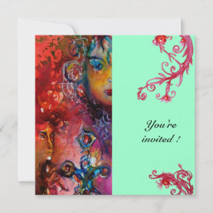 EXCALIBUR , bright red ,blue Invitation