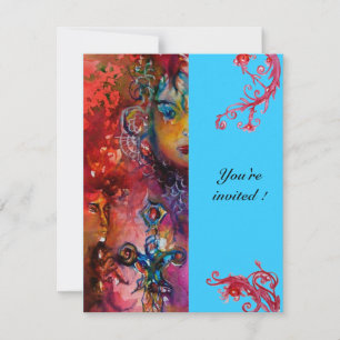 EXCALIBUR , bright red ,blue Invitation