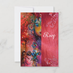 EXCALIBUR , bright red ,blue rsvp Card